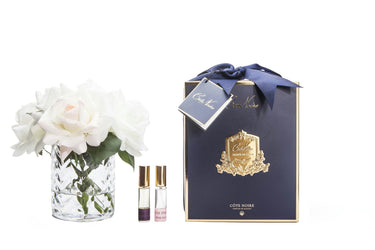 Herringbone Flower - Clear - Blush & White Roses - HCF07 (Carton of 2)